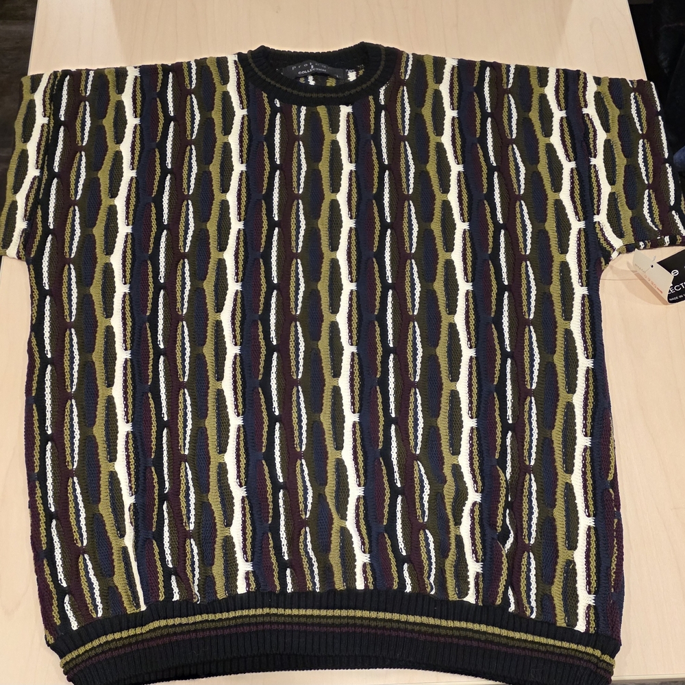 Vintage 90's Protege Multicolored  Textured Crewneck Sweater Size Large NWT